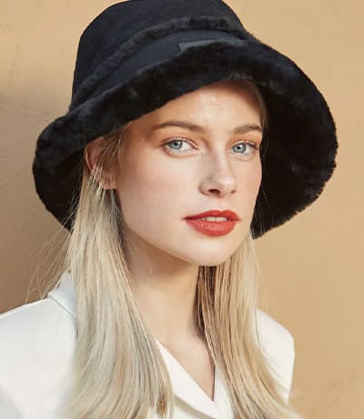 Australian Model Wearing Genuine Ugg Hat in Black Colour